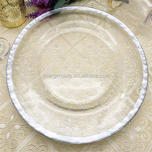 Platos de Cristal para Decoración, con Borde Dorado o Plateado, para Eventos Navideños y Bodas, 33 cm de Diámetro - Product Image 2