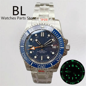 BLIGER 40mm Nh34A reloj para hombre 24 horas bisel de cerámica verde luminoso Negro Azul blanco esfera naranja <span class=keywords><strong>GMT</strong></span> AR revestimiento de cristal de zafiro - Product Image 1