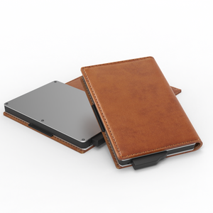 กระเป๋าเงินใส่บัตร rrfid กระเป๋าเงินสำหรับผู้ชายผู้หญิงกระเป๋าเงินแบบอะลูมิเนียมมีช่องใส่บัตรเครดิตกระเป๋าสตางค์ใส่บัตรหนัง - Product Image 1