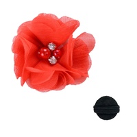 Collier floral mignon pour animaux de compagnie avec perles et strass en tissu mousseline, accessoire de bijoux d'été fait main pour chats et chiens