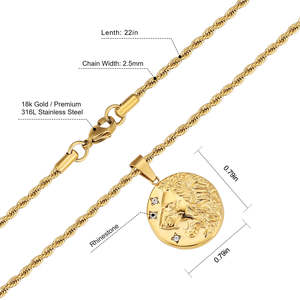 Livraison Gratuite Bijoux pour Hommes et Femmes Plaqués Or Véritable 18 Carats Acier Inoxydable <span class=keywords><strong>Boussole</strong></span> Lion CHRISTOPHER Jésus Croix Pièce Pendentif Collier - Product Image 6