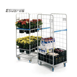 明るい亜鉛鋼物流亜鉛メッキモバイル3面輸送倉庫折りたたみローリングトロリー - Product Image 4