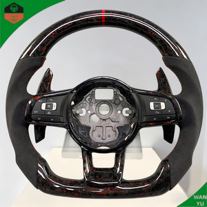 Volante in Pelle Personalizzato Stile Sportivo con Palette Rosse per <span class=keywords><strong>Volkswagen</strong></span> VW <span class=keywords><strong>Golf</strong></span> MK8 <span class=keywords><strong>TSI</strong></span> - Product Image 4