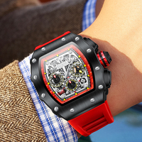 ONOLA 6826 Herren Sport Quadratische Quarzuhr 3Bar Wasserdicht Legierungsgehäuse Gummiband Chronograph