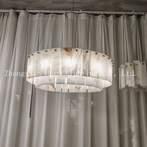 Lámpara colgante de alabastro grande de lujo personalizada, decoración del hogar, candelabro de alabastro para sala de estar - Product Image 2