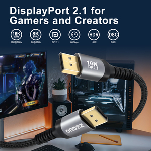 Dp 2.1 80gbps 16k nam-nam dp Cáp Adapter mạ Vàng bện HDMI Video kết nối máy tính xách tay TV máy tính AL Shell - Product Image 4