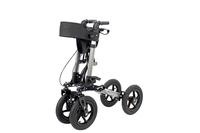 Déambulateur pliant en aluminium de style européen avec siège, pneus pneumatiques tout-terrain, aide à la mobilité pour les personnes âgées