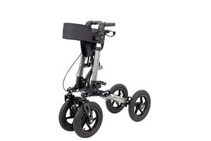 Déambulateur pliable <span class=keywords><strong>tout</strong></span>-<span class=keywords><strong>terrain</strong></span>, déambulateurs en aluminium avec <span class=keywords><strong>roues</strong></span> en caoutchouc de 10 pouces, poignées et dossier réglables pour les personnes âgées, gris - Product Image 2