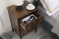 Armoire de rangement pour salon en bois durable et écologique, style industriel rustique brun, 3 tiroirs, avec pieds en métal noir, grande capacité