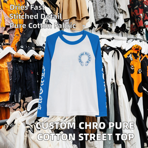 Camiseta de algodón puro con letras cruzadas y cuello redondo para hombre, de la última colección de la marca de streetwear americana Custom Chro, de secado rápido, 260g, corte regular, bordada. - Product Image 2