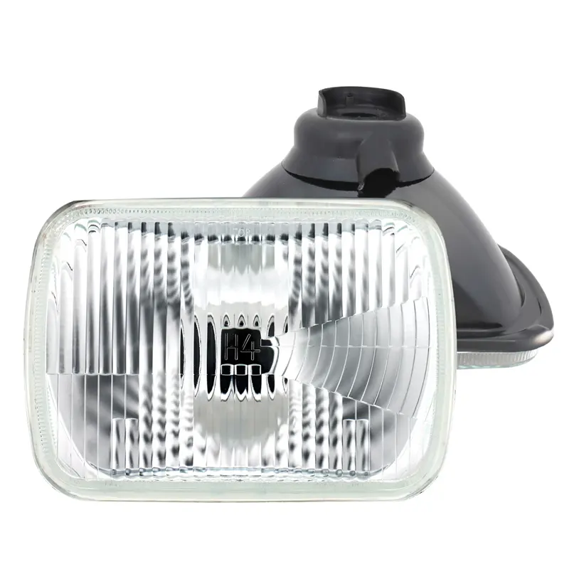 5X7'' Headlight Semi Sealed Rectangle Metal Headlamp Kit H4 Halogen Bulb 6052 Car Front Front Signal Light Indicator Blinker