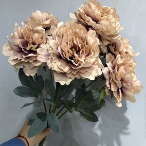 A-1231 Grosse Tête Soie Mariage Français Pivoine Bouquet De Fleurs Artificielles - Product Image 4