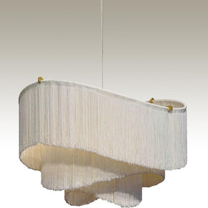 Lustre rectangulaire en laine de style nordique, suspension à six têtes E27 pour salon et décoration intérieure - Product Image 3