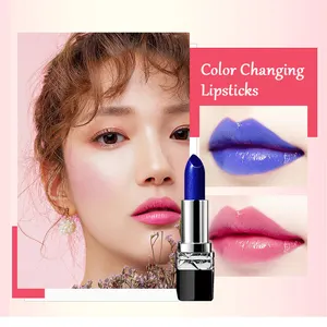 Custom Korean Makeup Chameleon Shiny Lipgloss Discoloration Lipstick Private Label Glitter Warm Feel Color Change Magic Lipstick