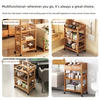 Support multifonctionnel pour hot pot pour la cuisine à domicile, chariot roulant en bambou multi-niveaux pour le rangement des collations