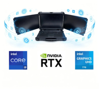 Ordinateur portable robuste à trois écrans de 15,6 pouces, avec processeur Intel Core i9, clavier anglais, stockage SSD - Marque [Nom de la marque]