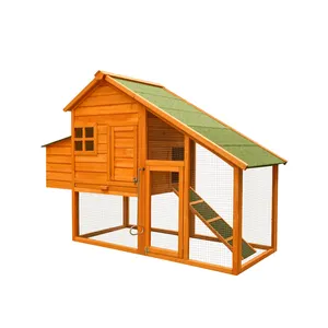 Poulailler en bois pour jardin extérieur, poulailler en bois avec cage à courir et boîte à œufs - Product Image 1