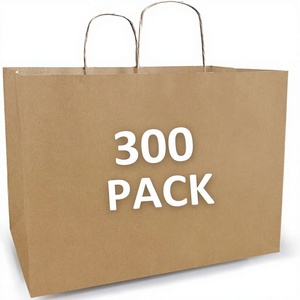 Grands sacs shopping en papier kraft avec poignées torsadées, lot de 300 pièces, 16x6x12 pouces, brun, emballage cadeau pour petites entreprises - Product Image 1