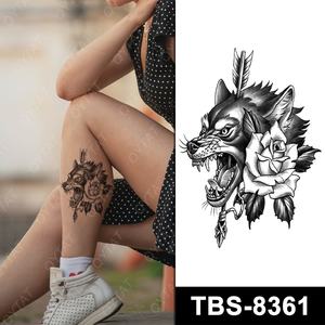 Venta al por mayor impermeable de larga duración negro colorido falso temporal Sexy niñas mujeres hombres pierna brazo Tribal Animal <span class=keywords><strong>Lobo</strong></span> tatuajes - Product Image 1