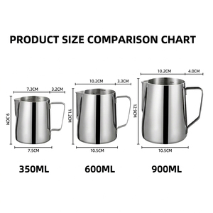 Pichet à <span class=keywords><strong>lait</strong></span> en acier inoxydable Kingze avec logo personnalisé, 12oz/20oz/30oz, outils de <span class=keywords><strong>barista</strong></span>, pichets à <span class=keywords><strong>lait</strong></span> pour latte art - Product Image 4