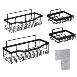 Étagères murales en métal à un seul niveau sans perçage pour salle de bain et cuisine, pour articles de toilette et savon - Product Image 5