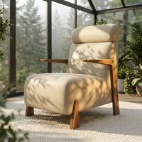 Sillón de Madera de Teca Dorada Hecho a Mano, Ecológico, para Sala de Estar, Dormitorio, Comedor y Uso en Hoteles