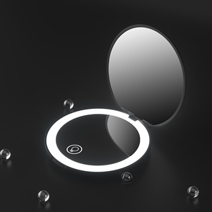 LED Makeup Mirror 1X/2X Magnification Portable Handheld Folding Small Round Mirror with <b>Light</b> Pocket Purse Makeup Mirror - Product Image 2