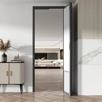 Porte coulissante moderne sans rail - Cadre en aluminium avec verre trempé pour salles de bain, toilettes et espaces compacts