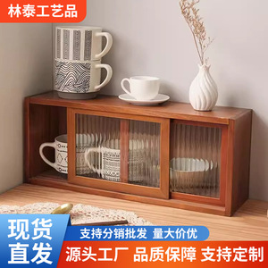 Solid Wood Storage Cabinet <b>Rectangle</b> Standing Type Desktop Organizer Tea Room Study Room Multi Functional Cabinet - Product Image 3
