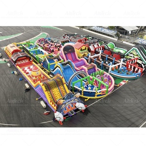 Venta de Fábrica Pista de Obstáculos Inflable <span class=keywords><strong>Ninja</strong></span> Warrior Megaland con Trampolín para Actividades de Team Building - Product Image 1