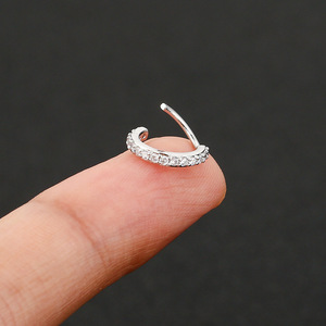 Anneaux <span class=keywords><strong>de</strong></span> segment élevé en Zircon AB, cerceau en titane G23 AB, 1 paire, bagues <span class=keywords><strong>de</strong></span> <span class=keywords><strong>nez</strong></span> à septum, Dys en spirale, bijoux perforés - Product Image 5