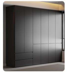 Armoire modulaire de luxe gris foncé avec portes en verre transparent, tiroirs à fermeture douce, placard personnalisable pour la maison et l'hôtel - Product Image 2