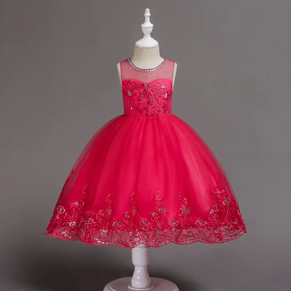 KA094 çocuk <span class=keywords><strong>nakış</strong></span> kızlar güzel yaz topu cüppeli elbiseler parti düğün Vintage elbise zarif prenses balo tasarımlar elbise