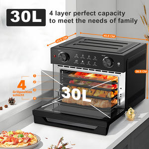 Custom 30L Mechanical Air Fryer with 10 Functions and Double Glass <strong>Door</strong>, <strong>Knob</strong> Control Countertop Oven for OEM Wholesale - Product Image 1