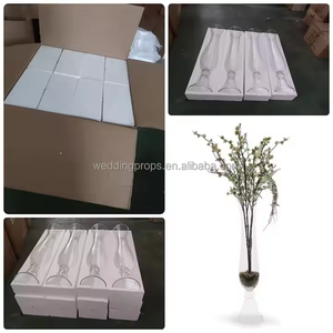 滑らかで人気の高いウェディングセンターピース、背の高い花瓶、透明なガラスのフラワースタンド、ウェディングテーブルデコレーション用 - Product Image 4