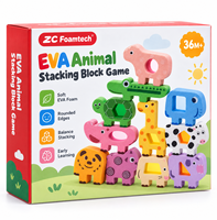 Blocs d'empilage en mousse EVA, jouet de puzzle d'équilibre sur le thème des animaux de la jungle, ensemble de jeu éducatif pour l'apprentissage précoce des tout-petits