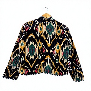 Geometric Printed Blazer <b>Women</b> <b>Shawl</b> Collar Full Sleeve Autumn Outerwear Contrast Color Woven Polyester Jacket gift for her - Product Image 6