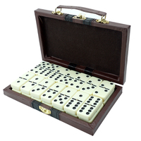 Postiche de dominos professionnels, ensemble jumbo de double 6, avec étui en cuir, pour jeux de ée ée chinoise