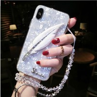 Coque de Téléphone Pailletée Mignonne avec Corde et Plume pour Filles et Femmes, pour iPhone 11 Pro X XS Max, Coque pour iPhone 12