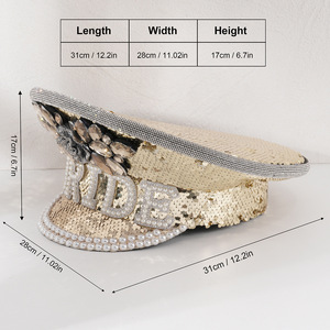Sombrero Unisex Estilo Y2K con Pedrería <span class=keywords><strong>de</strong></span> Rosas, Gemas en Forma <span class=keywords><strong>de</strong></span> Gota <span class=keywords><strong>de</strong></span> Agua, Lentejuelas, Perlas y Letras BRIDE para Compromiso y Vacaciones - Product Image 3