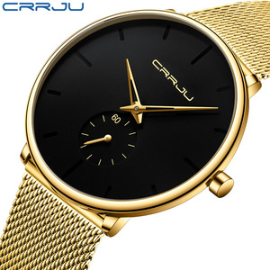New CRRJU 2150 Fashion Gold Men Watch Top Luxury New minimalista <span class=keywords><strong>orologio</strong></span> al quarzo ultrasottile <span class=keywords><strong>orologio</strong></span> impermeabile Relogio Masculino - Product Image 1