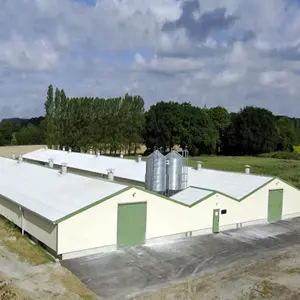 Cobertizo de estructura de acero ligero prefabricado, casas de cría de pollos y huevos de aves de corral ensambladas