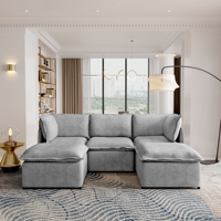 ATUNUS Wohnzimmermöbel Modernes Italienisches Minimalistisches Simuliertes Leinen-Stoff L-Form Modulares Ecksofa mit Eisenrahmen