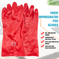 Gants antidérapants en PVC résistants aux produits chimiques, imperméables et longue durée de vie, de couleur rouge, pour la protection personnelle, fournis par le fabricant