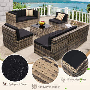 Juego de Muebles de Jardín de Diseño Moderno, 8 Piezas, Muebles de Patio de Ratán para Exteriores, Resistentes a la Intemperie, Sofá Seccional - Product Image 2