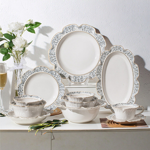 <span class=keywords><strong>Service</strong></span> <span class=keywords><strong>de</strong></span> vaisselle en céramique <span class=keywords><strong>de</strong></span> luxe européen pour 4 personnes Assiette en <span class=keywords><strong>porcelaine</strong></span> bord fleur bleue Tasse Soucoupe Design durable Lave-vaisselle - Product Image 3