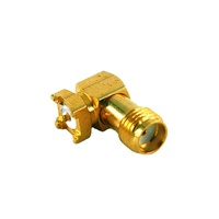 Connecteur coaxial RF coudé à angle droit SMA femelle doré pour montage sur circuit imprimé, 4 pieds, audio-vidéo, 50 Ohm, DC-12,4 GHz