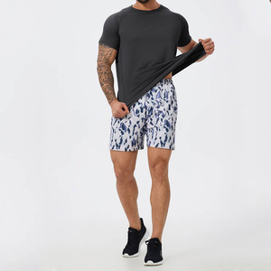 T-shirt de sport basique personnalisé pour hommes <span class=keywords><strong>Muscle</strong></span> Fit manches courtes hauts d'athlétisme raglan respirant maille extensible style été uni - Product Image 2