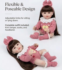 Muñecas <span class=keywords><strong>Reborn</strong></span> de Vinilo Suave de 22 Pulgadas, Realistas, Articuladas y a la Moda para Niñas - Product Image 5