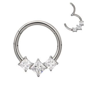 Fábrica de moda con bisagras segmento aro anillo cuerpo ASTM F136 titanio Piercing Prong Set CZ G23 nariz anillo pendiente joyería al por mayor - Product Image 4